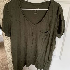 Forest Green V Neck T Shirt